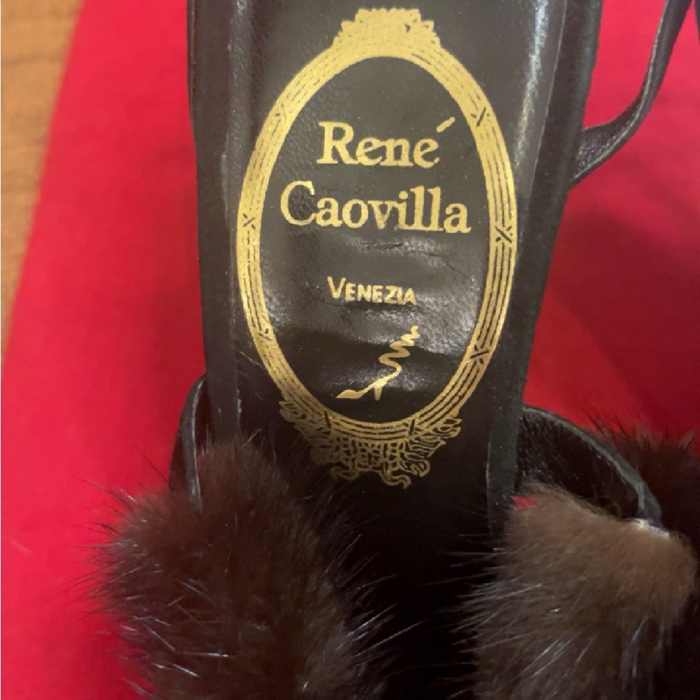 René Caovilla Mink strappy heels
